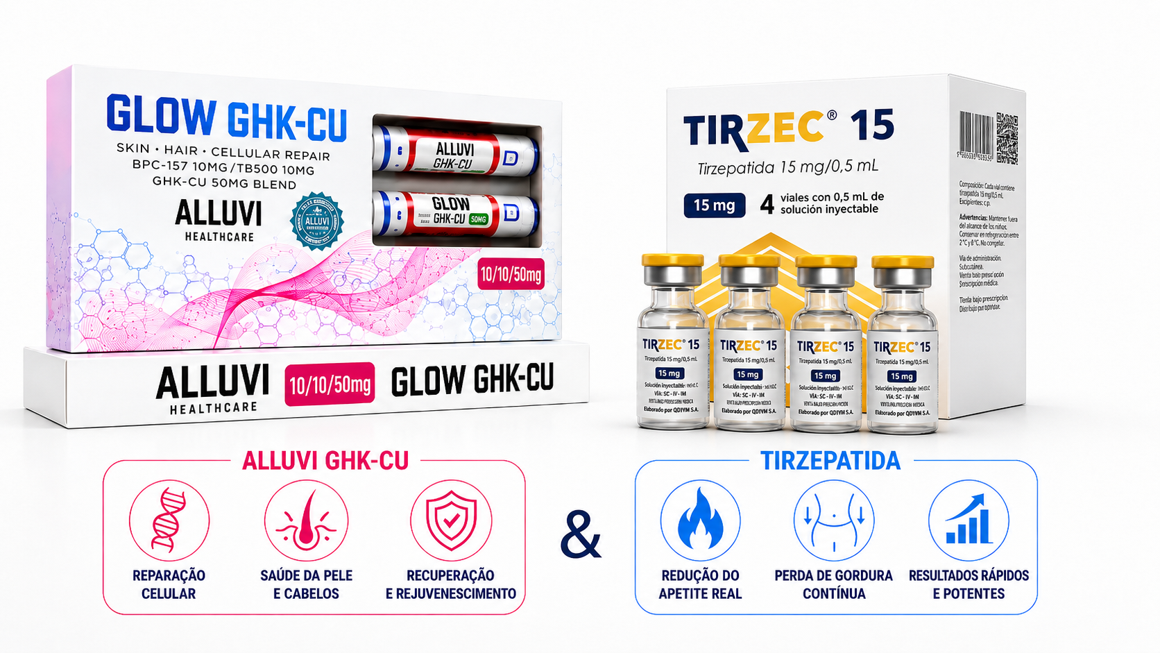 Combo Glow GHK-CU 50mg Blend + Tirzepatida 60mg — TIRZEC | AlphaBio Farma